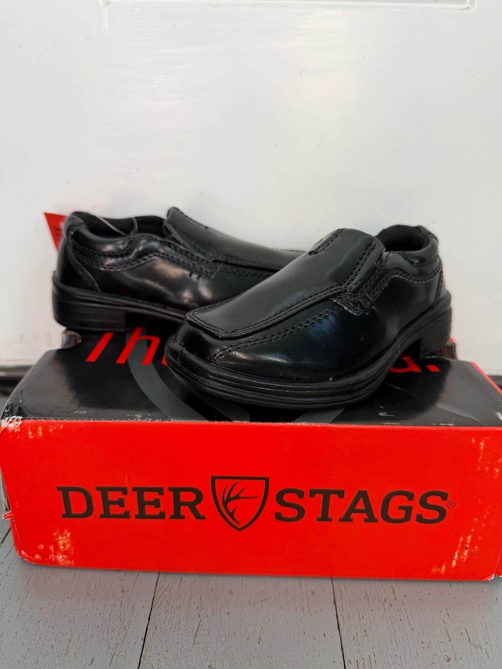 NEW Deer Stags Black Wise Slip-On Dress Shoes Loafers Toddler 6